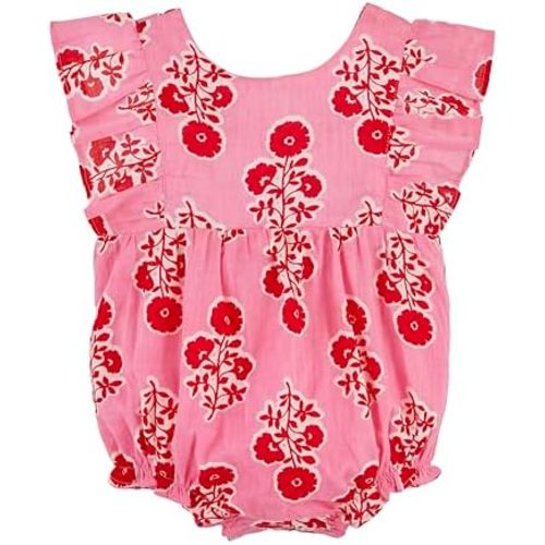Mud Pie baby-girls Children's Hot Pink Ruffle Print Bubble