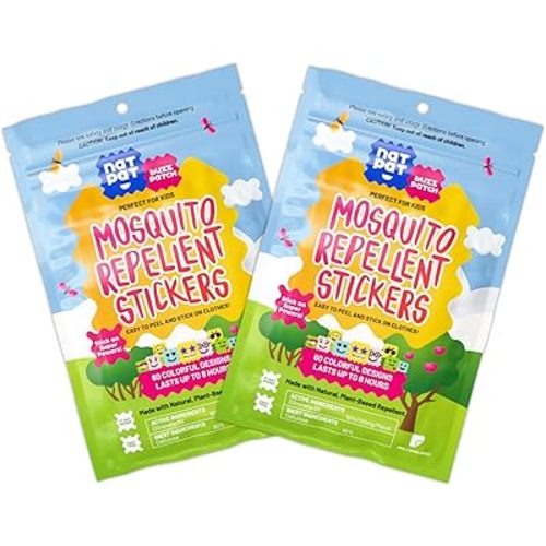 NATPAT Buzz Patch Mosquito Patch Stickers for Kids (60 Pack) - The Original All Natural Citronella Essential Oil Insect Patch, Plant Based Ingredients, Non-Toxic, DEET Free, for Toddlers, Kids