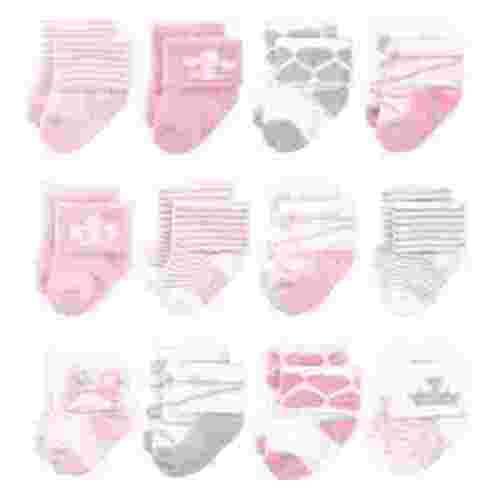 Hudson Baby Infant Girls Cotton Rich Newborn and Terry Socks, Royal 12-Pack, 0-6 Months