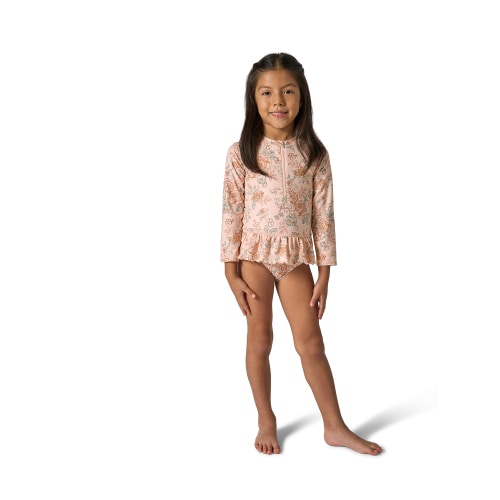 Modern Moments by Gerber Baby and Toddler Girl Peplum Ruffle Rash Guard, Sizes 0/3M - 5T