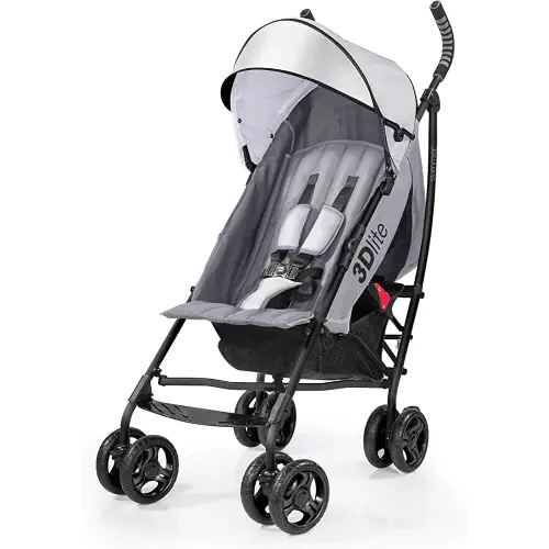 Summer Infant 3Dlite Convenience Stroller, Gray - Lightweight Stroller with Aluminum Frame, Large Seat Area, 4 Position Recline, Extra Large Storage Basket - Infant Stroller for Travel and More