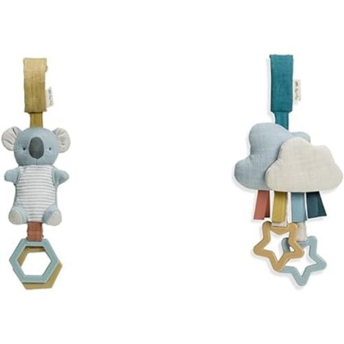 Itzy Ritzy Bitzy Bespoke Jingle Travel Toy Bundle with Koala & Cloud Designs, Features Jingle Sound, Hexagon Rings and Adjustable Attachment Loop - Toy + Jingle Travel Toy