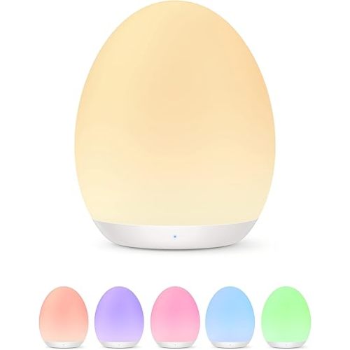 Night Light for Kids with 7 Color Changing Mode & Dimming Function, Rechargeable Baby Egg Night Light with 1 Hour Timer&Touch Control, up to 100H, White