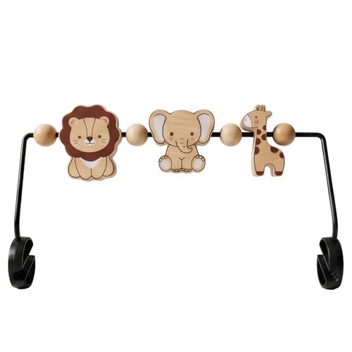 Baby Bouncer Toy Bar Compatible with Baby Bjorn Bouncers, Durable Natural Wooden Toy Bar for Baby Bouncer Attachment, Rotatable Sensory Toy Gifts for Babies (Brown)