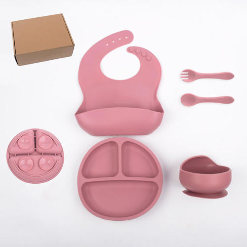 5-Piece Silicone Toddler Feeding Set with Suction Plate, Bowl, and Utensils