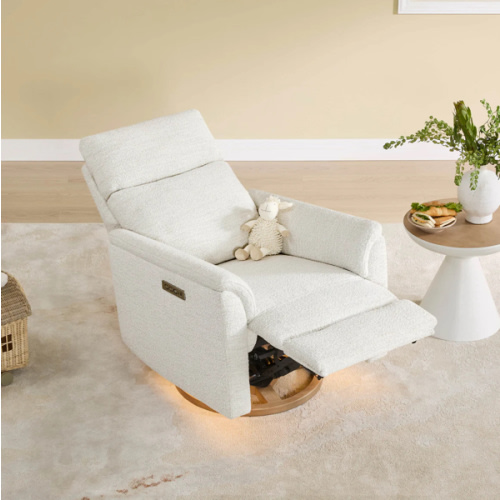 Lulla Power Swivel Nursery Glider Recliner with Power Headrest and Nightlight