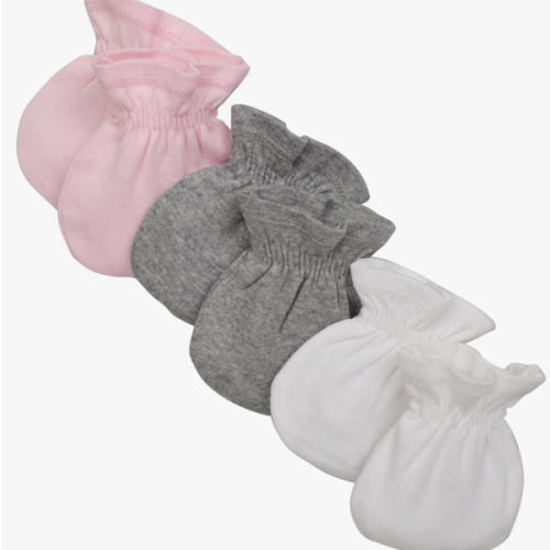 Burt's Bees Baby Baby Girls' Mittens, No-Scratch Mitts, 100% Organic Cotton, Set of 3