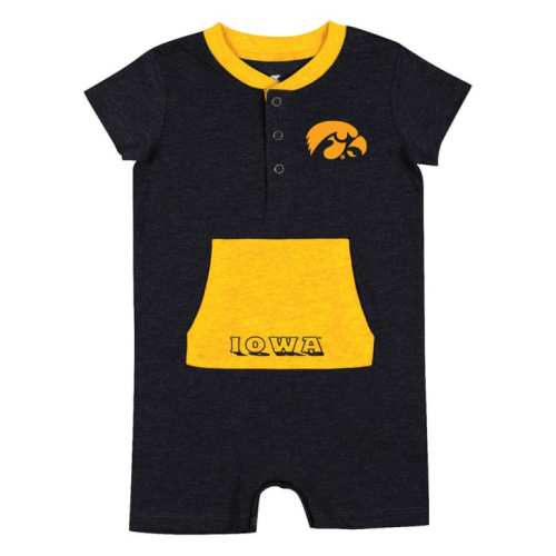 Colosseum Baby BLACK Iowa Hawkeyes Wheeler Romper Short Sleeve One Piece