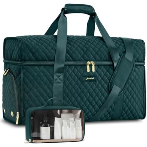 Weekender Travel Duffle Bag for Women: Overnight Bags with Shoe Compartment Carry on Bags for Airplanes with Toiletry Bag Weekend Yoga Gym Bag with Wet Pocket Green