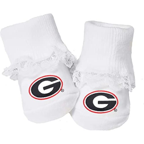Georgia Bulldogs Baby Toe Sock Booties with Lace