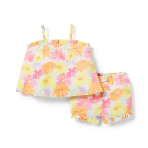 Newborn White Floral Baby Floral Ruffle Matching Set by Janie and Jack