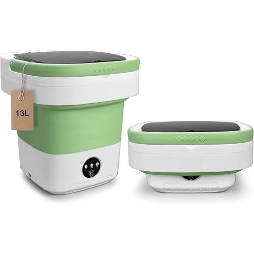 Portable Washing Machine, 13L Upgraded Mini Washer and Spin Dryer with Deep Cleaning of Underwear, Baby Clothes and Small Clothes, Foldable Small Washer for Apartments, Dorm,RV, Travel, Hotel, Laundry