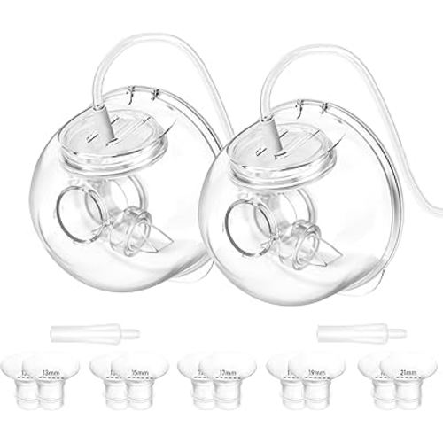 2 Pack CaraCups Wearable Milk Collection Sets and 10pcs Flange Inserts 13/15/17/19/21 * 2pc for Spectra S1 S2 9 Plus and SG, Fit for Spectra/Medela/Lansinoh 24mm Wearable Breast Pump Collection Cup