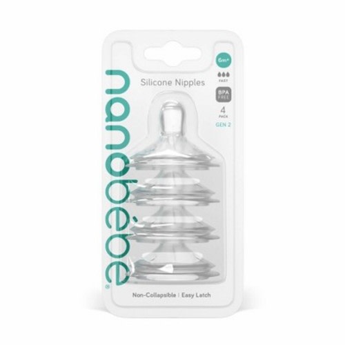 nanobebe Silicone Bottle Nipples - 4pk