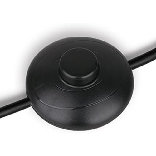 Helunsi 1Pcs Floor Lamp Foot Switch, Black Foot Pedal Switch, Round Floor Lamps Foot Inline Switch, Step ON Off Spring Push Button, for Foot Pedal Control Replacement Floor Lamp Extension Cord Parts