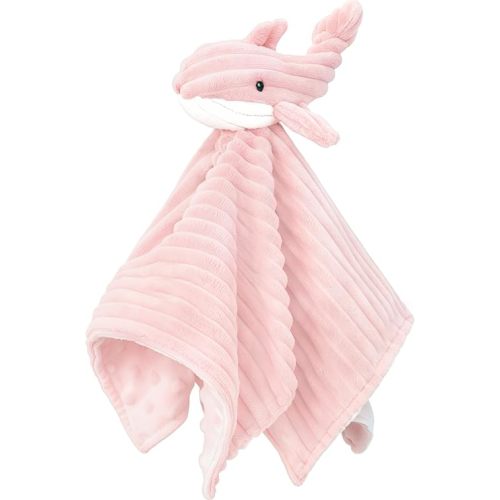 Baby Security Blanket for Boys and Girls Lovey Whale 15 Inch Pink