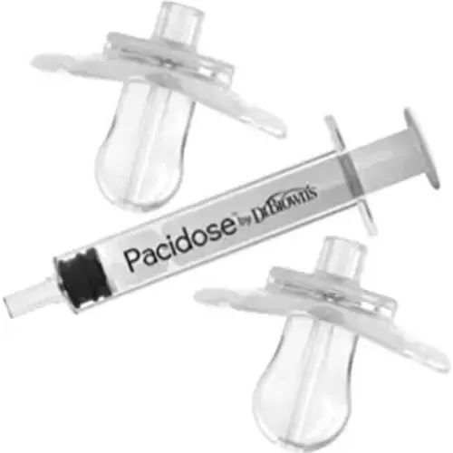 Dr. Brown's Pacidose Pacifier and Liquid Baby Medicine Dispenser with Oral Syringe and Two Sizes of Pacifier Bulbs - 0-6m and 6-18m