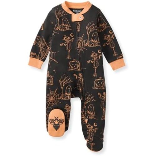 Burt's Bees Baby Baby Girls Pajamas, Zip Front Non-Slip Footed Sleeper Pjs, 100% Organic Cotton