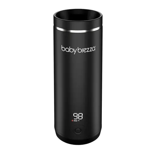Baby Brezza Superfast Portable Baby Bottle Warmer – 67% Faster - Travel Breastmilk Warmer and Formula Warmer - Safe, Even Heating - Up to 9oz - No Adapters, Black