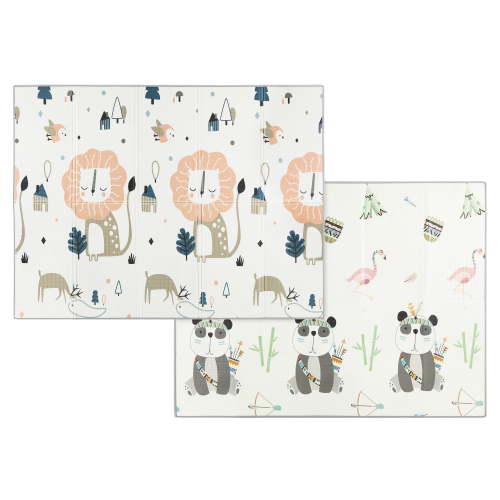 Dream On Me Play Time Reversible Baby Play Mat Foldable Extra Large Thick Foam Crawling Playmats for Toddlers Waterproof Portable Playmat Yoga/Picnic/Game Mat Indoor/Outdoor, Giraffe and Dinosaur