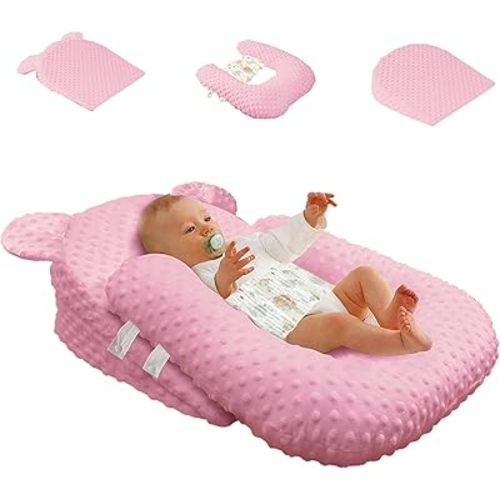 Baby Feeding Pillow Adjustable Newborn Nursing Pillow for Breastfeeding,Bottle Feeding Washable(Pink, One Size)