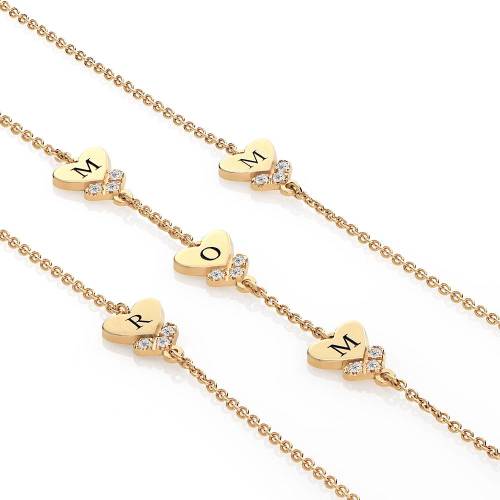 Dakota Heart Initial Bracelet with Diamonds in 14K Solid Yellow Gold - Theo Grace (Formerly MYKA)