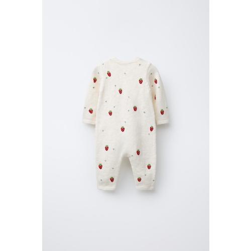 STRAWBERRY EMBROIDERY KNIT JUMPSUIT - Ecru | ZARA United States