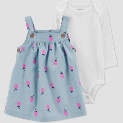Carter's Just One You®️ Baby Girls' Strawberry Undershirt & Bottom Set - Blue Newborn
