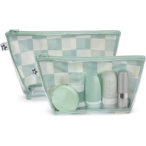 Tiny Twinkle Mess-proof Travel Bags, Airline Compliant, Zipper Closure, Clear Front Pouch, Diaper Bag Packing, Toiletry or Cosmetics Organizer