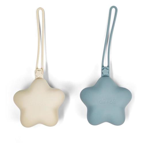 Ali + Oli - Silicone Pacifier Case Star 2Pk, Mist-Sand