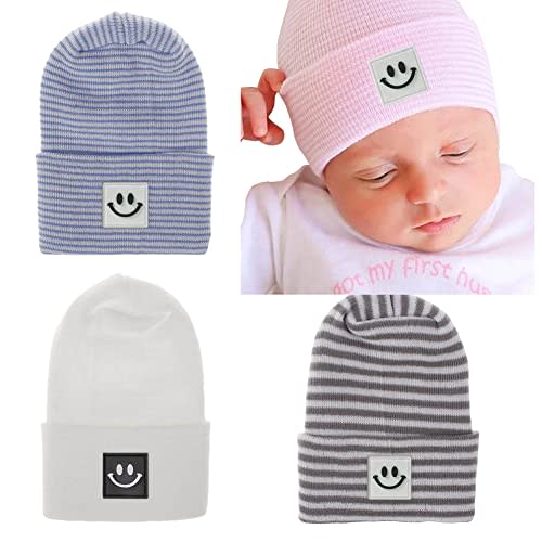 upeilxd Newborn Baby Hat Infant Caps Baby Boy Girl Toddler Hospital Hats Bow Double Layer Knit Beanie Cap for 0-3 Months