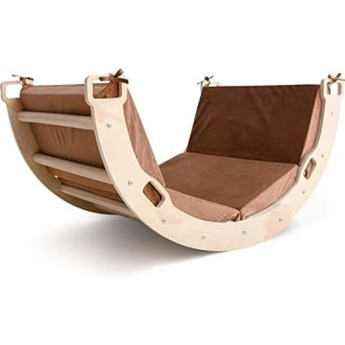 Montessori Wooden Arch Climber for Babies, Toddlers - Indoor Playset with Cushion