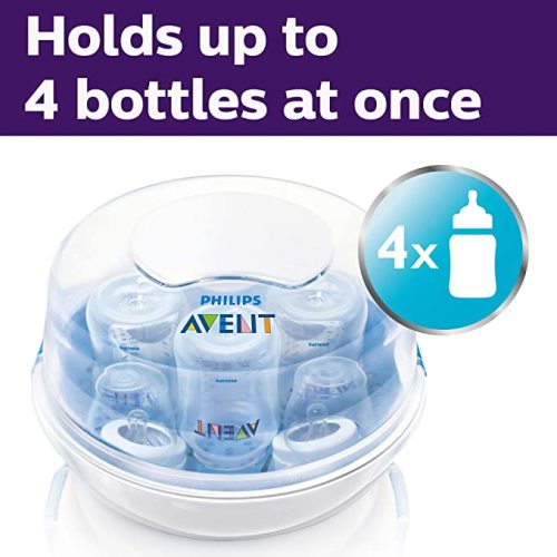 Philips AVENT Microwave Steam Sterilizer for Baby Bottles, Pacifiers, Cups and More, SCF281/05 - 1 Count (Pack of 1) - Microwave Sterilizer - Without dryer