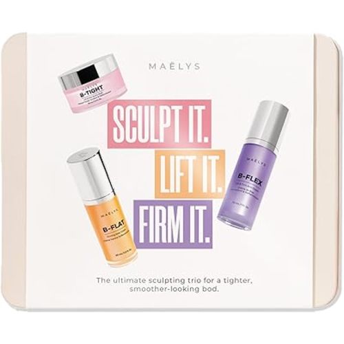 MAËLYS MINI QUEEN B'S Tightening Bundle - Firming Cream Trio for Booty, Belly & Arms - Includes B-TIGHT, B-FLAT & B-FLEX Travel Minis - Helps Improve the look of Stretch Marks & Cellulite (1.0 Fl Oz)