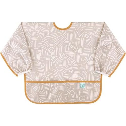 Bumkins Sleeved Bib for Girl or Boy, Baby and Toddler for 6-24 Mos, Essential Must Have for Eating, Feeding, Baby Led Weaning Supplies, Long Sleeve Mess Saving Food Catcher, Soft Fabric, Boho Beige