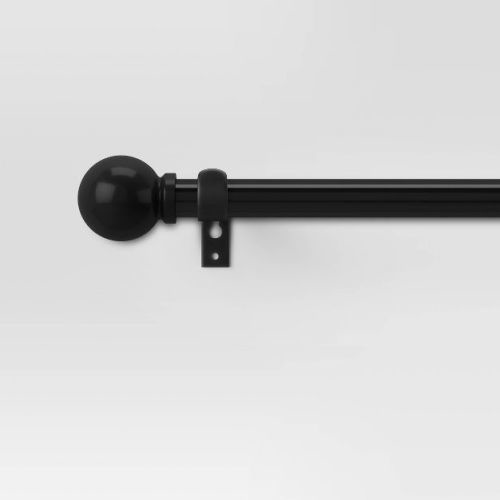 28"-48" Café Ball Curtain Rod Black - Room Essentials™: Adjustable Metal Rod with Ball Finial, Single Rod