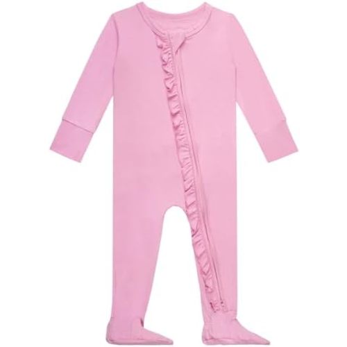 GUISBY Baby Footies Ruffle Pajamas, Soft Long Sleeve with 2 Way Zipper Sleepers