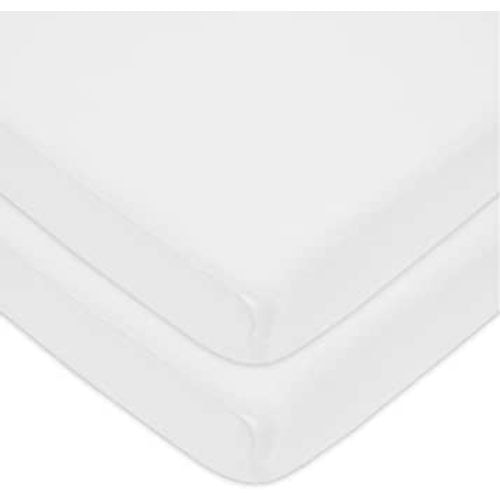 American Baby Company 2 Pack Fitted Pack N Play Playard Sheet 27" x 39", Soft Breathable Neutral 100% Cotton Jersey Pack and Play Sheet, White, for Boys and Girls, Fits Most Mini Crib