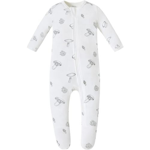 Owlivia Organic Cotton Baby Pajamas, Boys Girls Zip Front Sleep 'N Play Pjs, Footed Sleeper, Long Sleeve