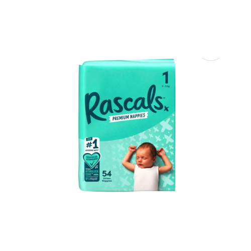 Rascals Premium Nappies Size 1 (3-5kg) | 54 pack