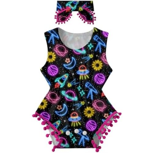 Baby Girl Clothes 0-24 Months Floral Sleeveless Baby Cowgirl Newborn Romper Jumpsuit Outfit Set with Headband