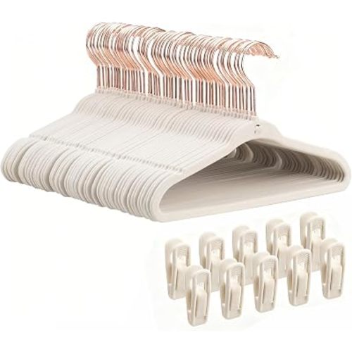 Baby Hangers, Velvet Newborn Hangers, 11 Inch, 50 Pack, Beige