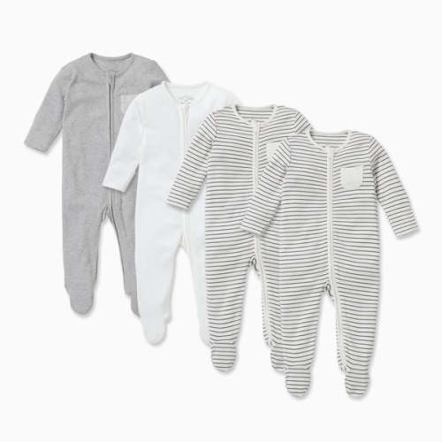 Clever Zip Baby Pajamas 4 Pack Blue Stripe / 0-3 months