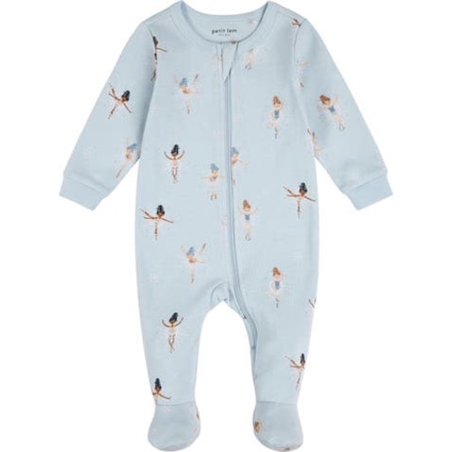 Sugar Plum Fairy Holiday Print Cotton Footed One-Piece Pajamas, 9-12M