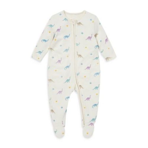 Unisex Dino Print Two Way Full Zip Footie Pajamas - Baby