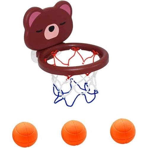 BESPORTBLE 1 Set Bear Basketball Hoop Suction Cup Bath with Balls Fun Plaything for Encourages Active Bathing and Easy Attachment to Bathtub Walls