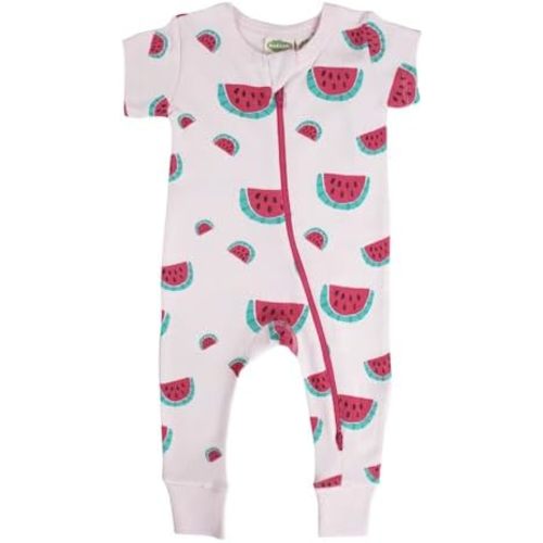 PARADE Organic Signature Print '2-Way' Zip Romper Short Sleeve