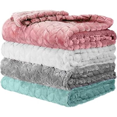 Frienda 4 Pcs Baby Fuzzy Blanket Fluffy Baby Blanket for Boys Girls Soft Warm Infant Newborn Toddler Receiving Nursery Bed Supplies, 32 x 24 Inch(Cute Color)