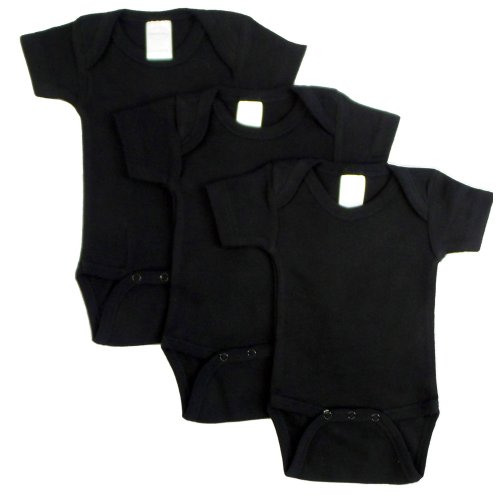 Bambini Black Short Sleeve Bodysuits Bodysuits, 3pk (Baby Boys or Baby Girls, Unisex)