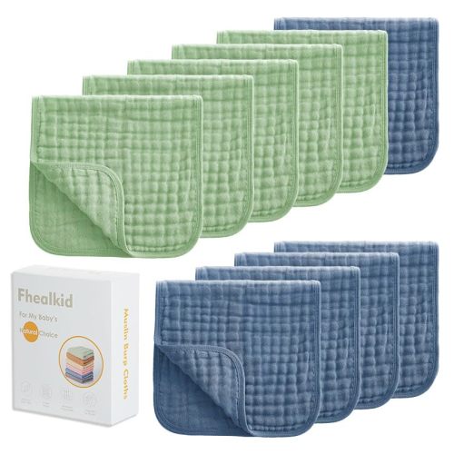 Muslin Burp Cloths Sets Newborn Baby Boy Essentials Must Haves 100% Cotton 10 Pack 22" X 10",6-Layer Baby Bibs & Burp Cloths for Baby Drool and Messes - Soft, Safe & Gentle for Boys & Girls Multi